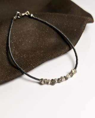 Bransoletka Glam, Surowe Diamenty, białe