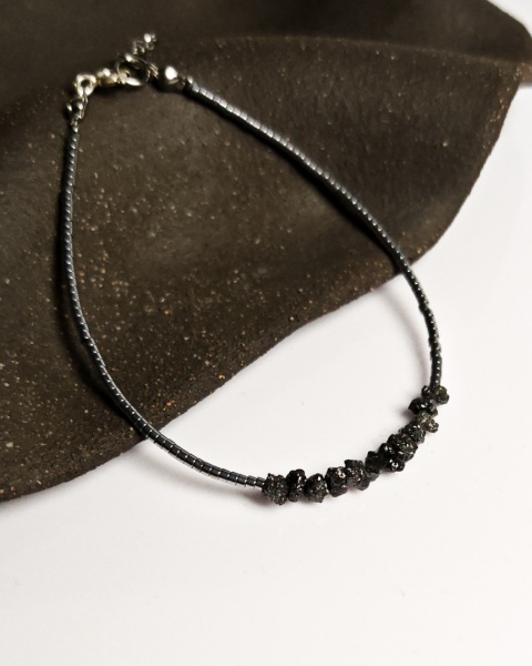 Bransoletka Glam, Surowe Diamenty, czarne