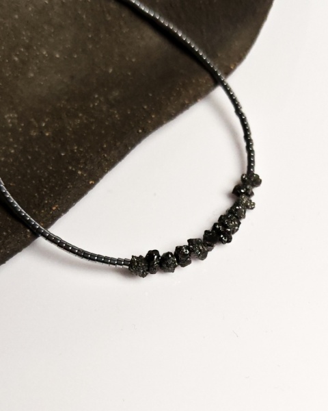 Bransoletka Glam, Surowe Diamenty, czarne