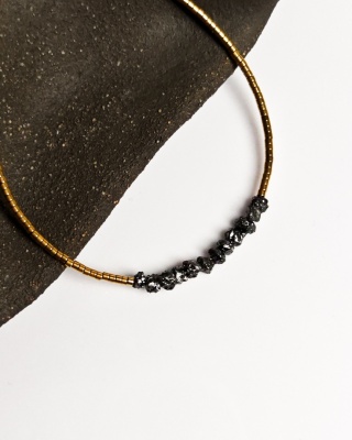 Bransoletka Glam, Surowe Diamenty, czarne