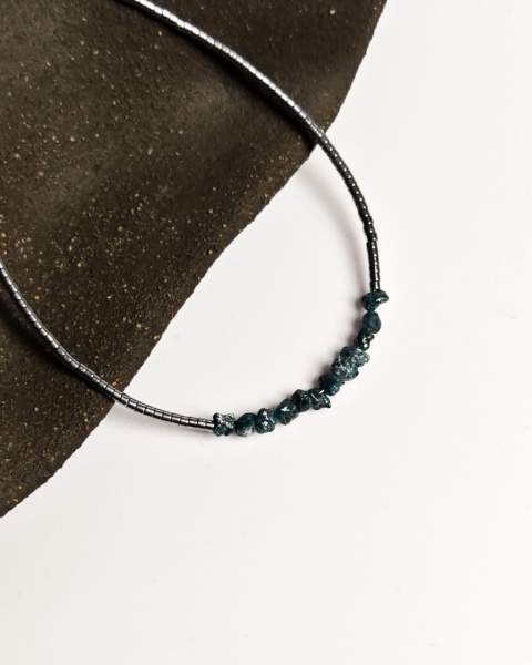 Bransoletka Glam, Surowe Diamenty, niebieskie