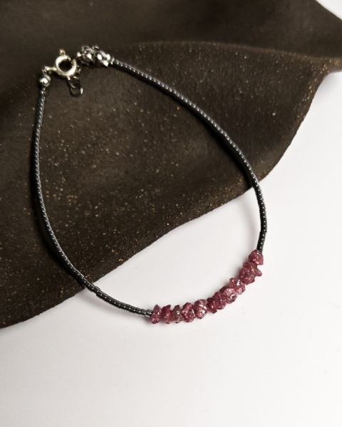 Bransoletka Glam, Surowe Diamenty, różowe