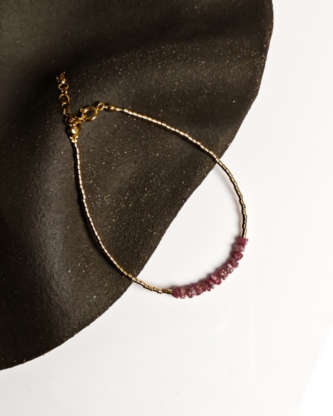 Bransoletka Glam, Surowe Diamenty, różowe