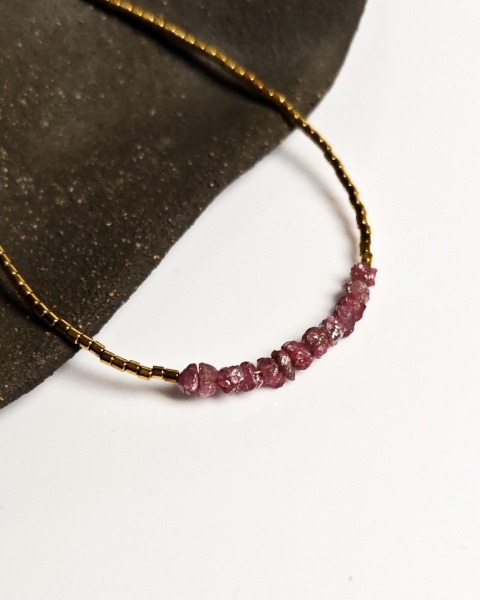 Bransoletka Glam, Surowe Diamenty, różowe