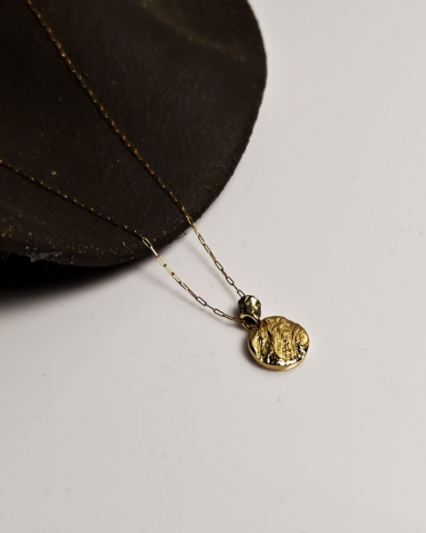 Naszyjnik Glam, mosiądz flamowany i surowy piryt