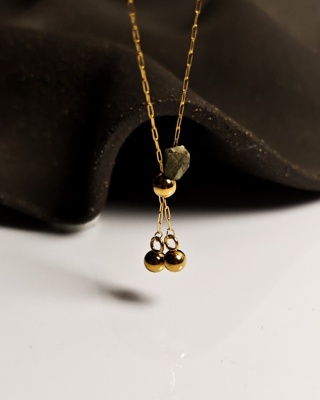 Naszyjnik Glam, regulowany surowy Piryt