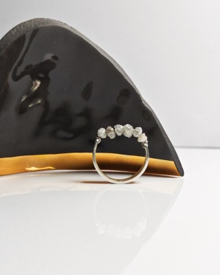 Pierścionek Glam, srebro, Biały Surowy Diament